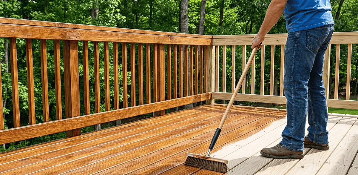 Deck staining and sealing application on a wood deck in Memphis, TN