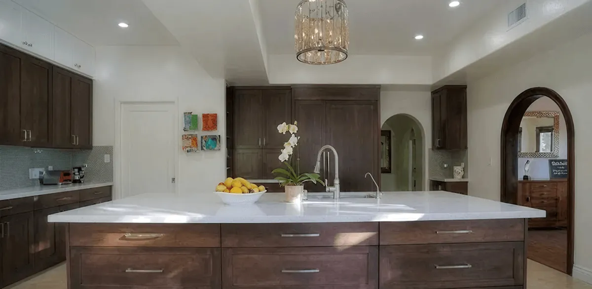 Cabinet refacing project with updated kitchen cabinets and island in Memphis, TN
