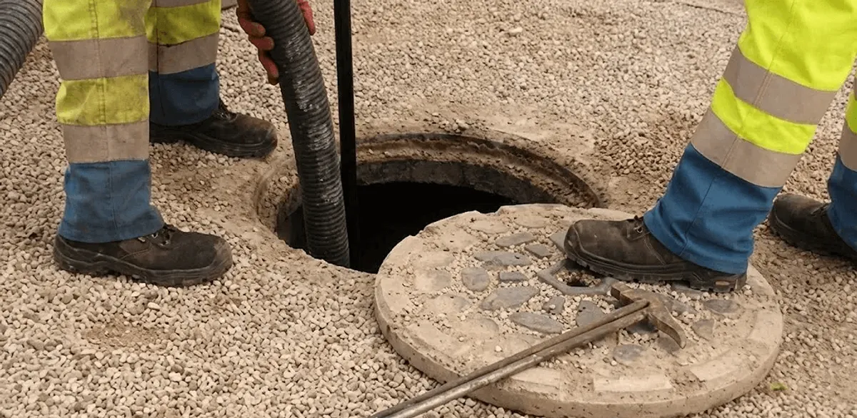 Drain cleaning crew clearing a sewer access point with professional equipment in Memphis, TN
